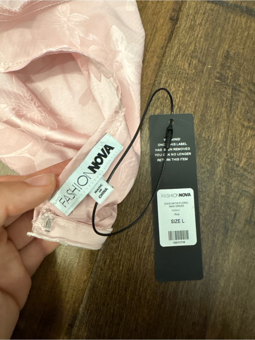 Fashion Nova Pink Satin Floral Maxi Dress